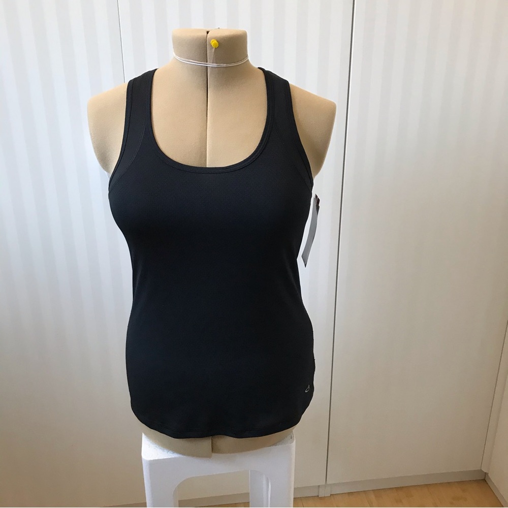 NWT Champion black semi fit racer back tank top Size S